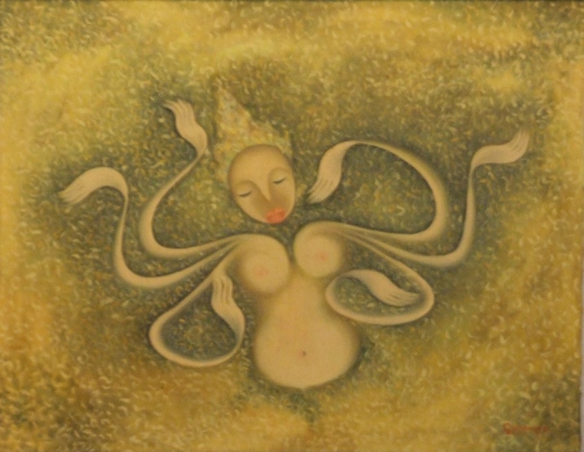 This painting is the origin of the tattoo on my left shoulder. Cosmic Apsara